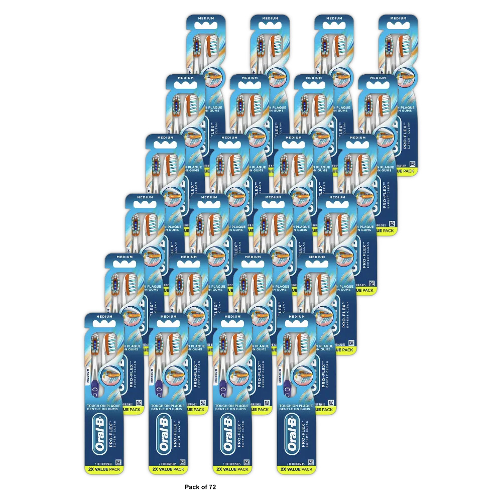 Oral-B Pro-Flex Expert Clean Toothbrush Medium 1.73Oz(Pack of 72)