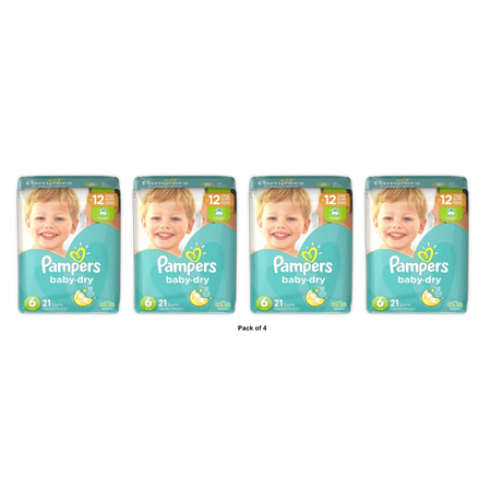 Pampers Baby Dry Diapers Size 6 16Oz (Pack of 4)
