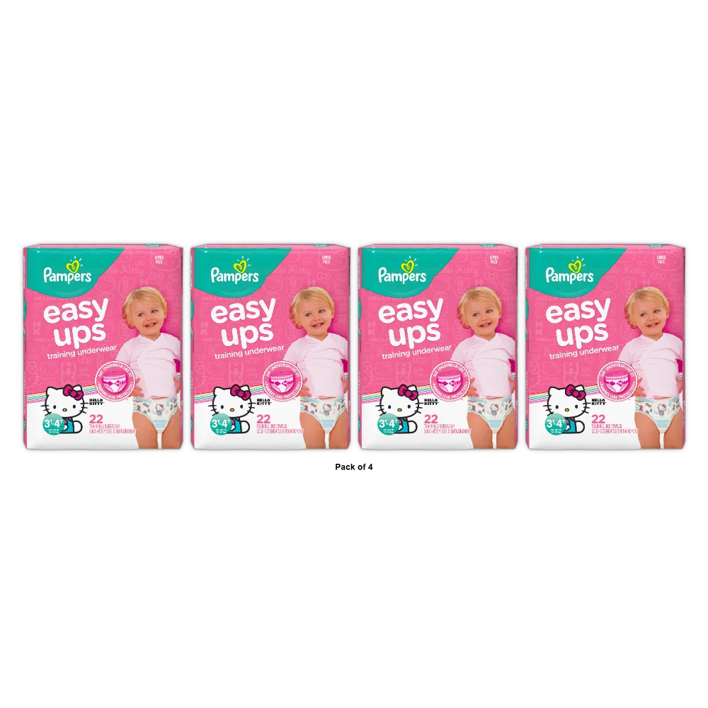 Pampers Easy Ups Girls Training Pants Jumbo Pack 3T to 4T 19.2Oz (Pack of 4)