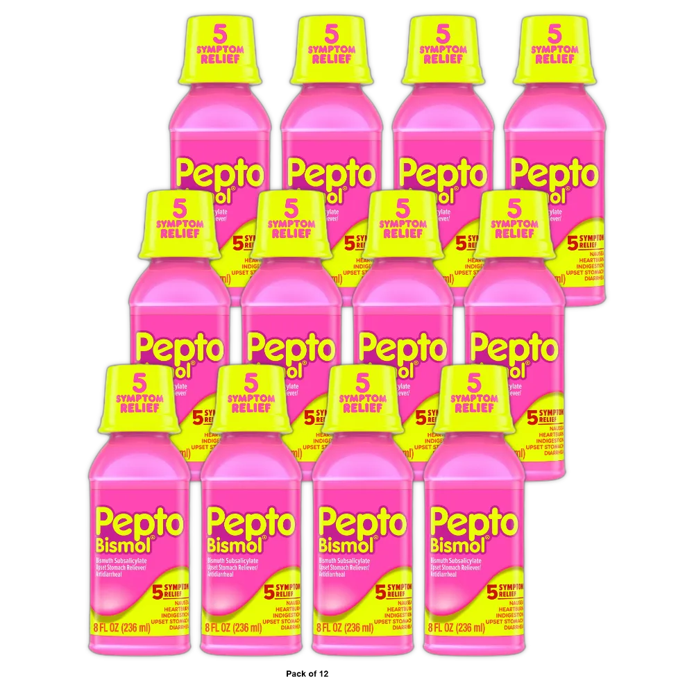 Pepto-Bismol Original Antidiarrheal Upset Stomach and Diarrhea Relief Liquid 8Oz (Pack of 12)