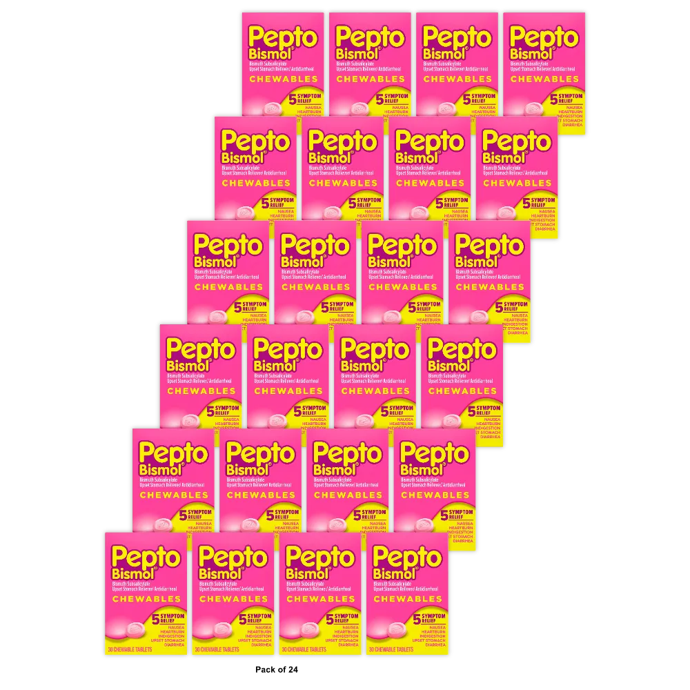Pepto-Bismol Tablets Relieves Heartburn30 Each 1.53Oz (Pack of 24)