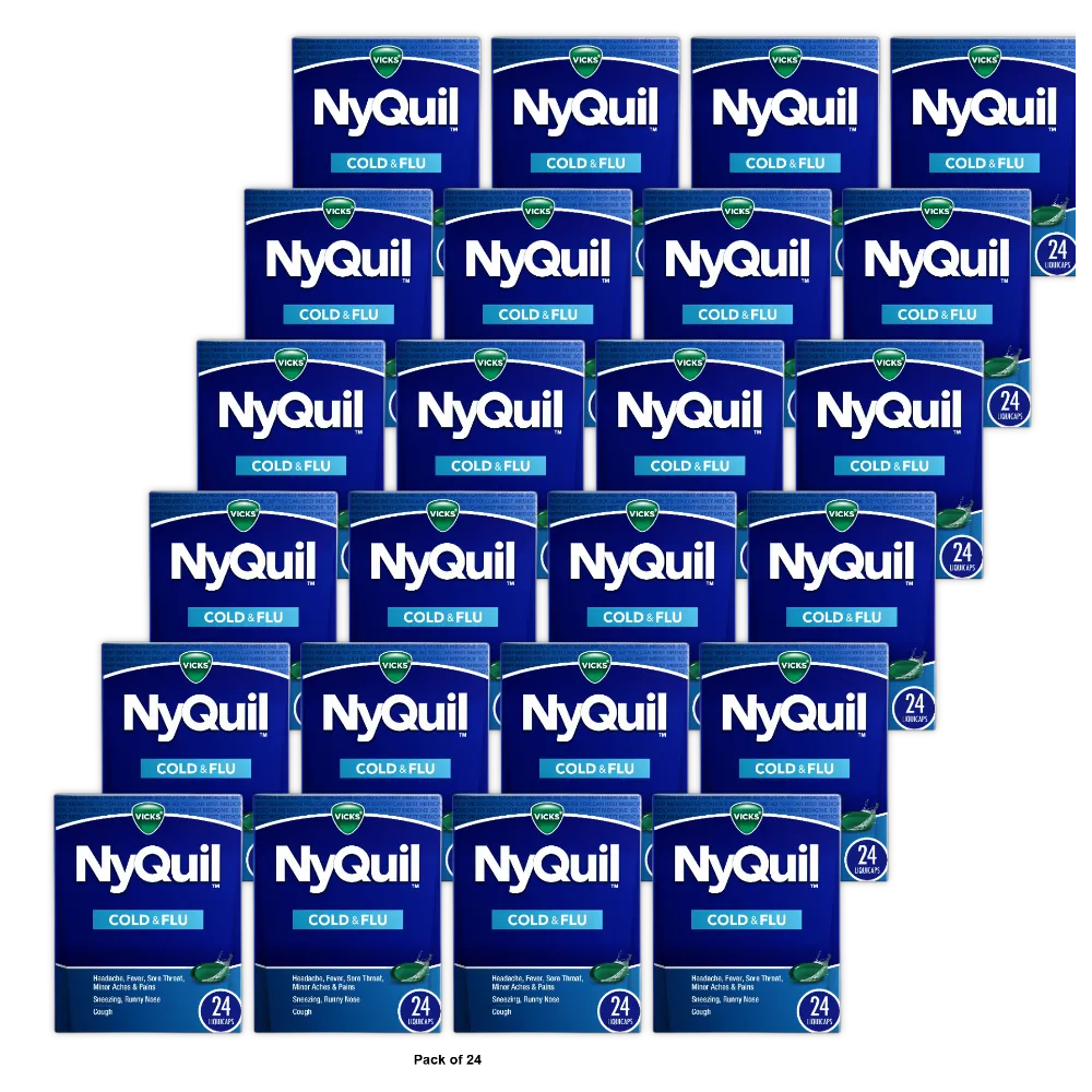 Vicks Nyquil Cold And Flu Night Time Relief Liquicaps 0.8Oz (Pack of 24)