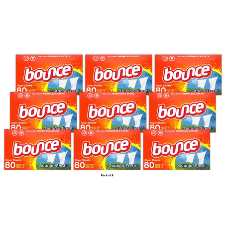 Bounce Outdoor Fresh Fabric Softener Dryer Sheets 3.15Oz (Pack of 9)