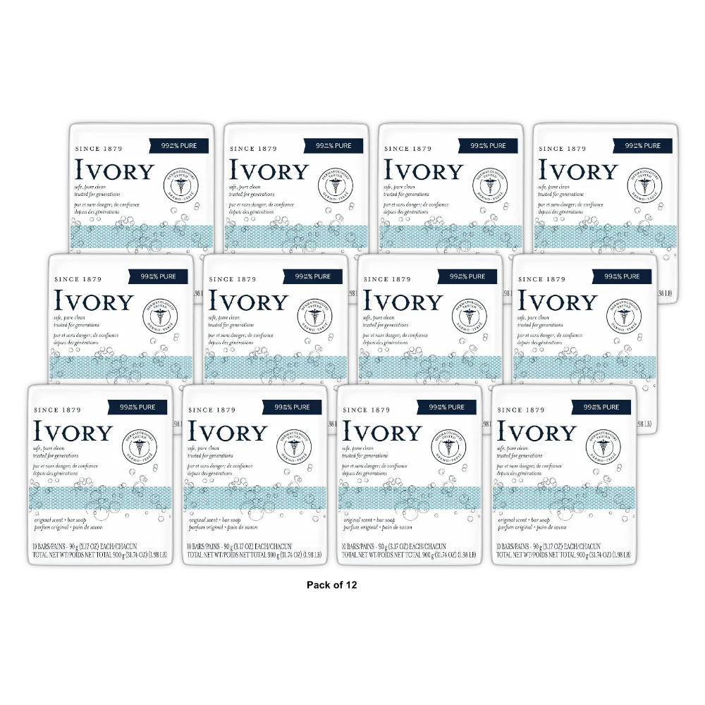 Ivory Bar Soap Original Scent 3.17Oz (Pack of 12)