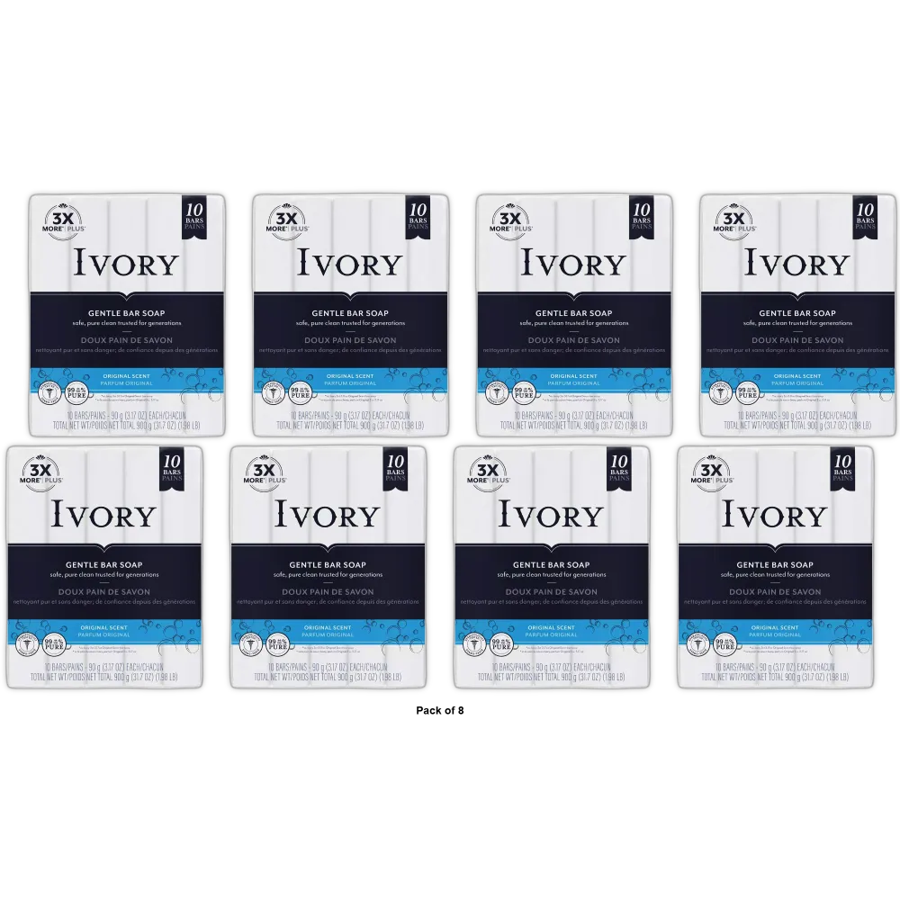 Ivory Bath Bar Soap Simple Ivory 3.17Oz (Pack of 8)