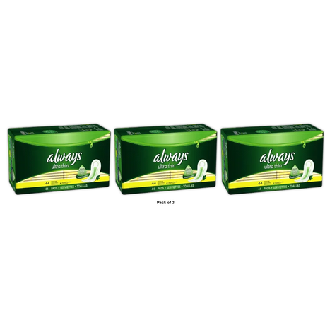 Always Ultra Thin Maxi Pads Regular (31484)44 Ea 3 Pack 3Oz (Pack Of 3)