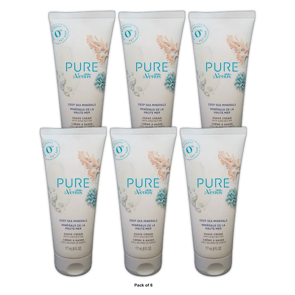 Gillette Venus Pure Shaving Cream Deep Sea Minerals 6Oz (Pack of 6)
