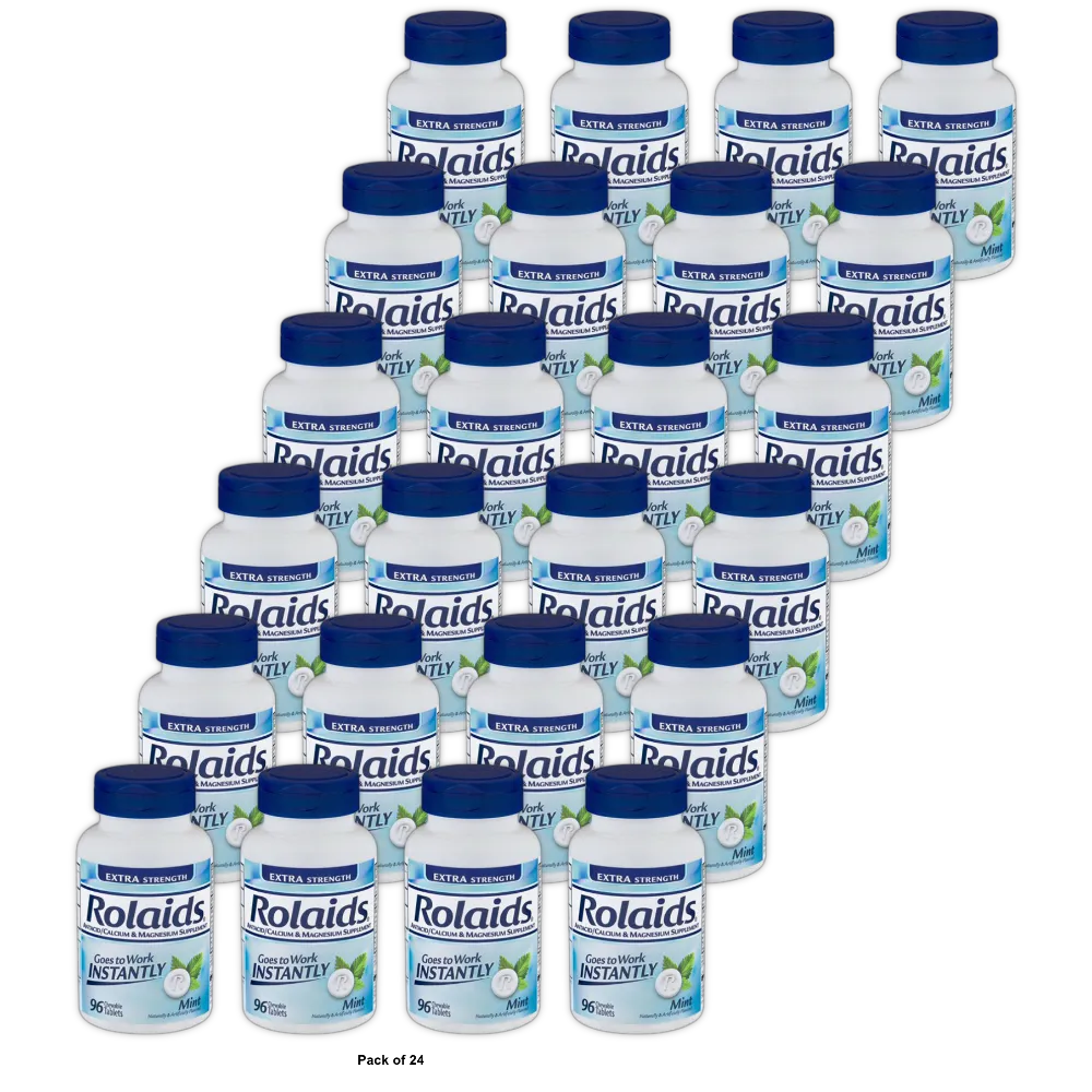 Rolaids Extra Strength Antacid Chewable Tablets Mint 0.55Oz (Pack Of 24)