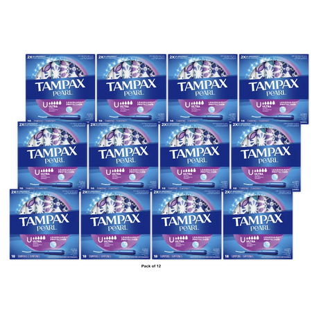 Tampax Pearl Plastic Tampons Ultra Absorbency Unscented (Pack of 12)