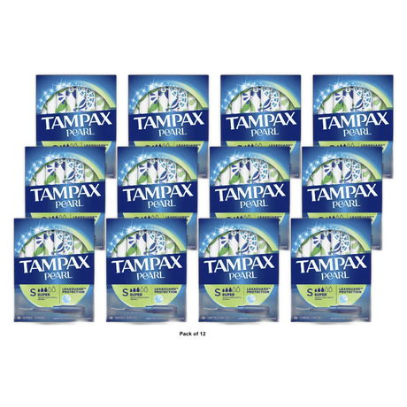 Tampax Pearl Tampons With Plastic Applicator Super Absorbency Unscented 18Ea 4.66Oz (Pack of 12)