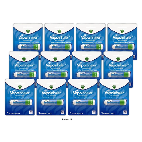 Vicks Vapoinhaler Non-Medicated Menthol Vapor 0.07Oz (Pack Of 12)