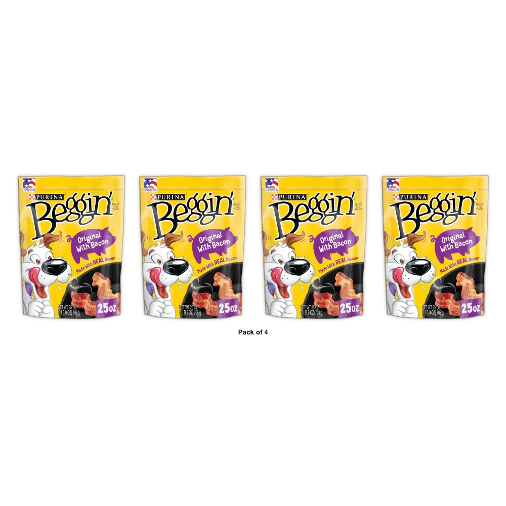 Purina Beggin Strips Dog Treats Original with Bacon Flavor 25Oz (Pack of 4)