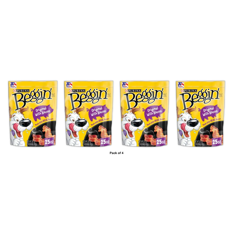 Purina Beggin Strips Dog Treats Original with Bacon Flavor 25Oz (Pack of 4)