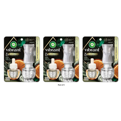 Air Wick Plug in Scented Oil Starter Kit (Gadget + 2 Refills) White Sage & Mahogany Air Freshener Essential Oils 1 Kit 7.83Oz (Pack of 3)