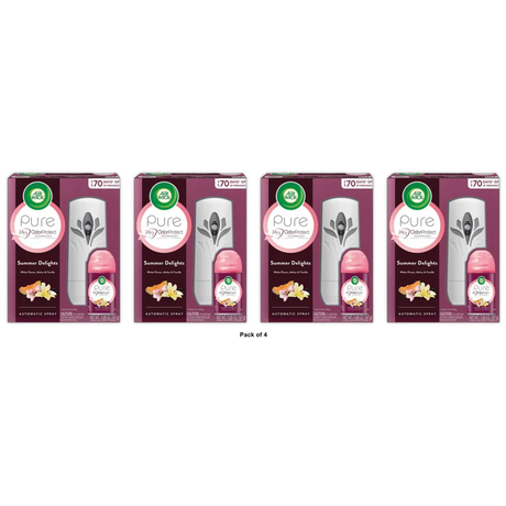 Air Wick Pure Freshmatic Automatic Spray Kit Air Freshener Summer Delights Assorted 5.89Oz (Pack of 4)