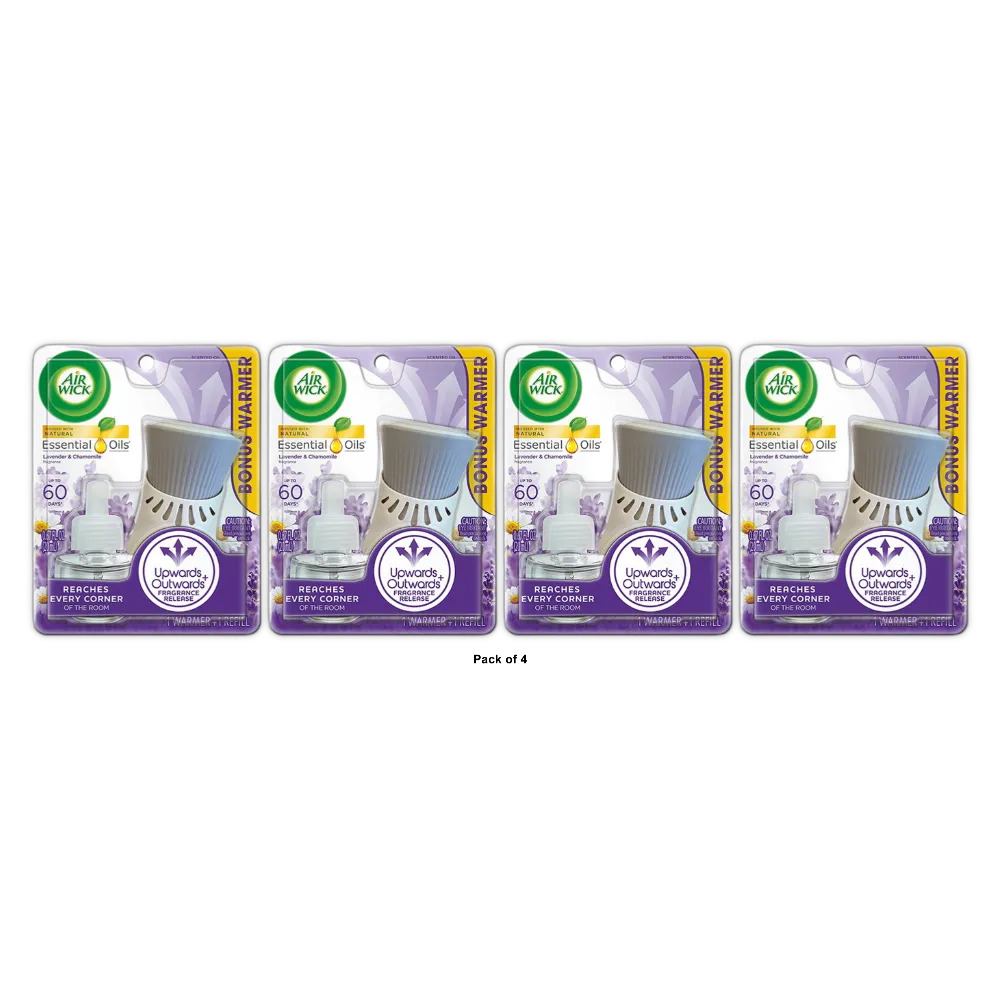 Airwick Plugins And Oils Refill Lavender and Chamomile Starter kit 6.4oz (Pack of 4)