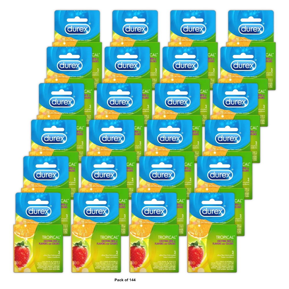 Durex Tropical Natural Flavored Condoms 4.41oz (Pack of 144)