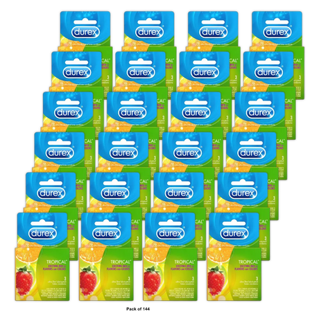Durex Tropical Natural Flavored Condoms 4.41oz (Pack of 144)