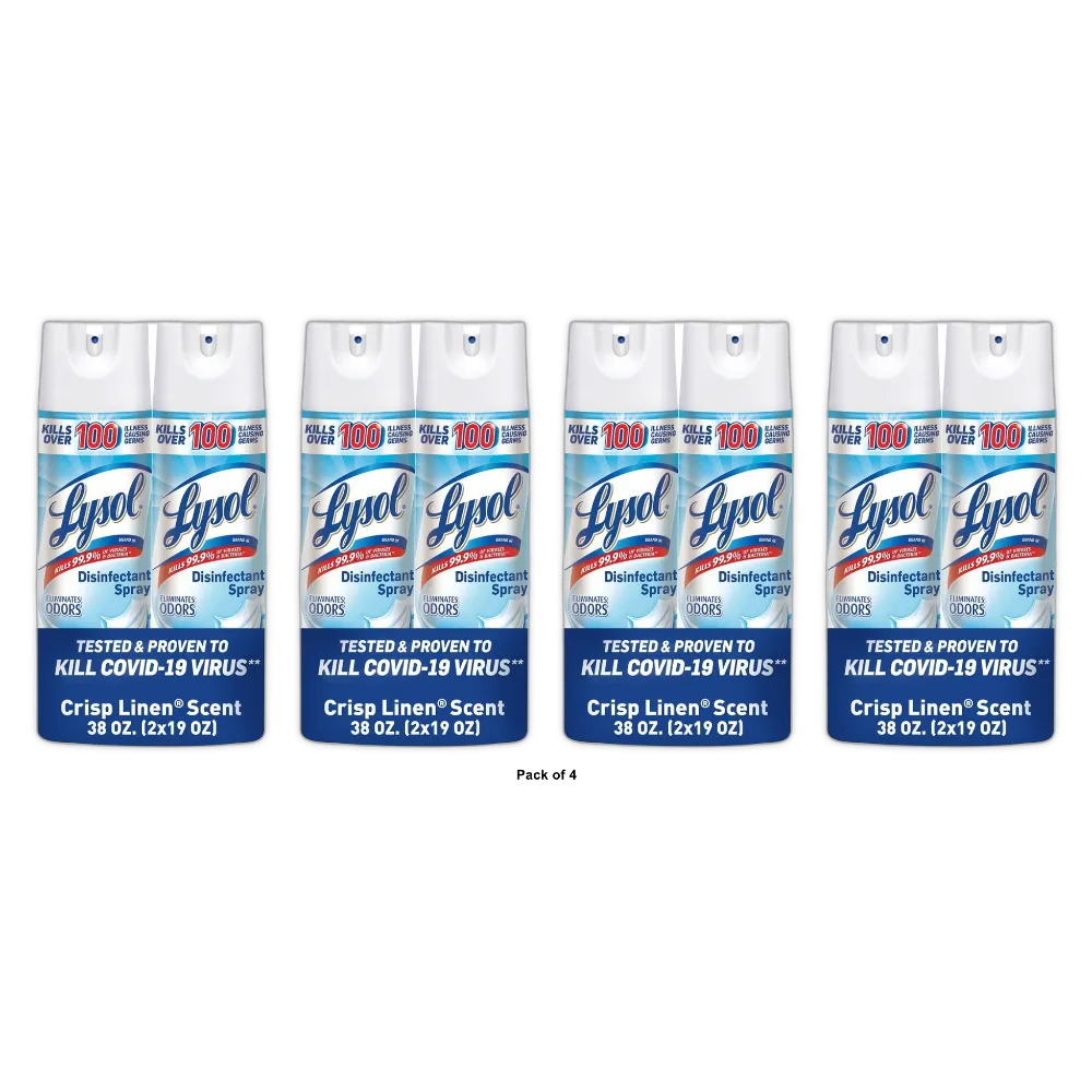 Lysol Crisp Linen Disinfectant Spray Pack Of 2 19Oz (Pack of 4)