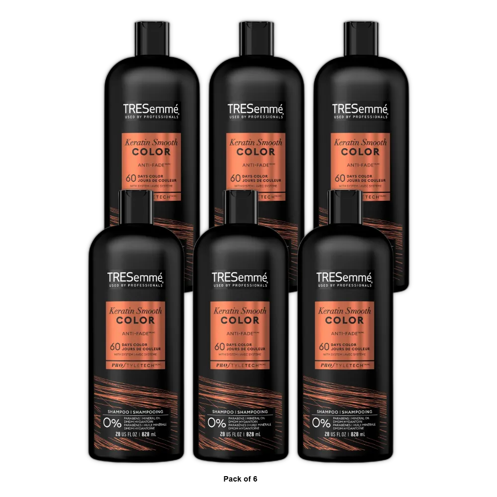 TRESemme Cruelty-Free Keratin Smooth Color Sulfate-Free Shampoo 28 Oz (Pack of 6)