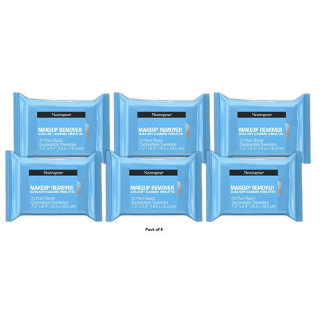 Neutrogena Makeup Remover Cleansing Towelettes Refill Pack 8.16Oz (Pack of 6)