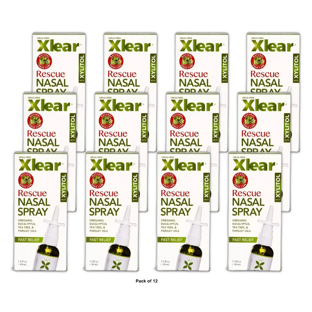 Xlear Rescue Nasal Spray with Xylitol 1.5Oz (Pack of 12)