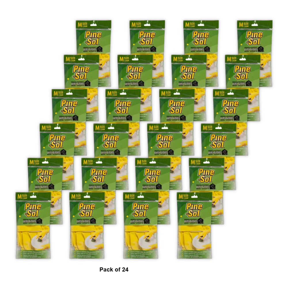 Pine-Sol Premium Latex Gloves Medium 1 Pair 0.64Oz (Pack Of 24)