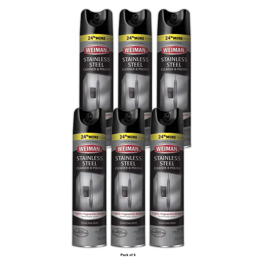Weiman Stainless Steel Cleaner and Polish 12Oz (Pack of 6)