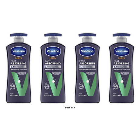 Vaseline Men Fast I.C Absorbing Body And Face Lotion20.03Oz (Pack of 4)