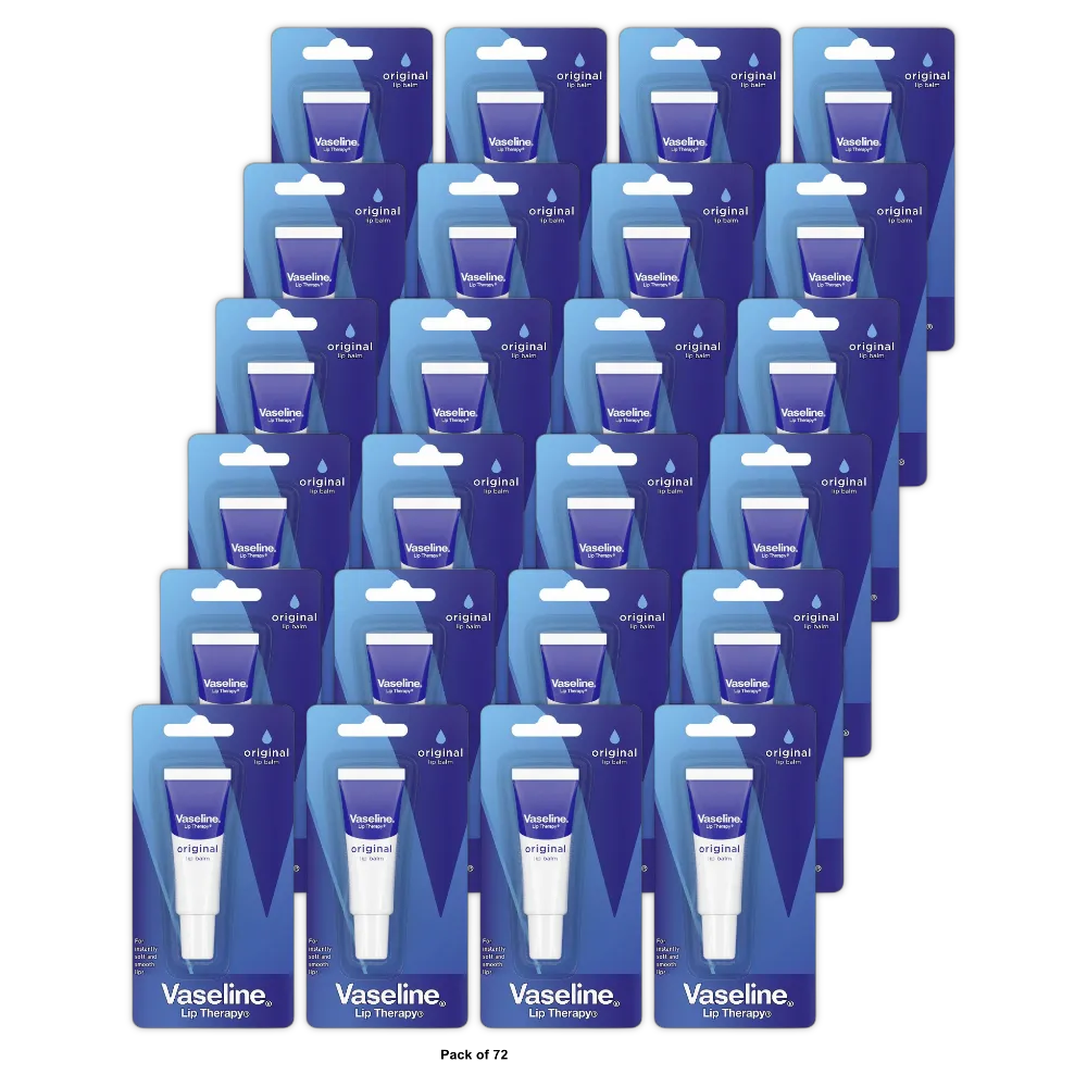 Vaseline Lip Therapy Petroleum Jelly Advanced Formula 10 Gm 0.35Oz (Pack of 72)