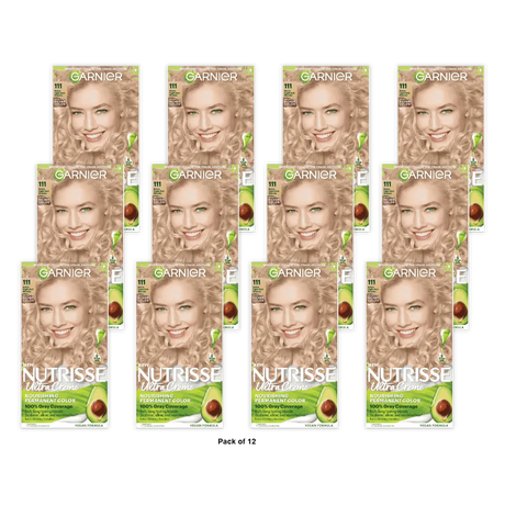 Garnier Nutrisse Nourishing Color Creme 111 Extra-Light Ash Blonde Kit 7.71Oz (Pack of 12)