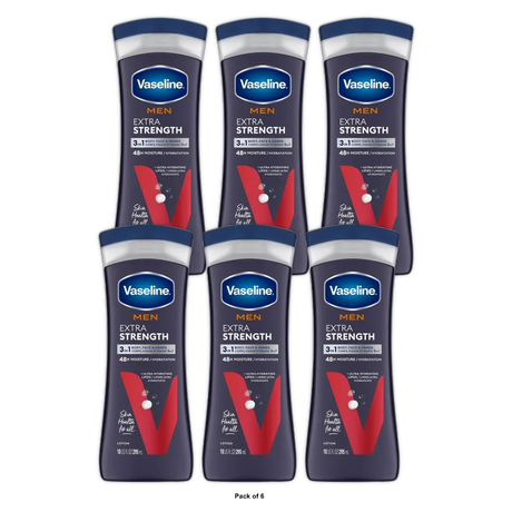 Vaseline Men Extra Strength Body And Face Lotion 10Oz (Pack of 6)