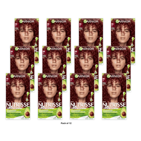 Garnier Nutrisse Permanent Creme Haircolor #66 True Red 7.71Oz (Pack of 12)
