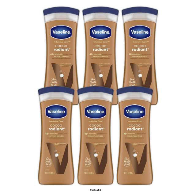 Vaseline I.C Cocoa Butter Deep Conditioning Rich Hydrating Moisturizing Lotion10Oz (Pack of 6)