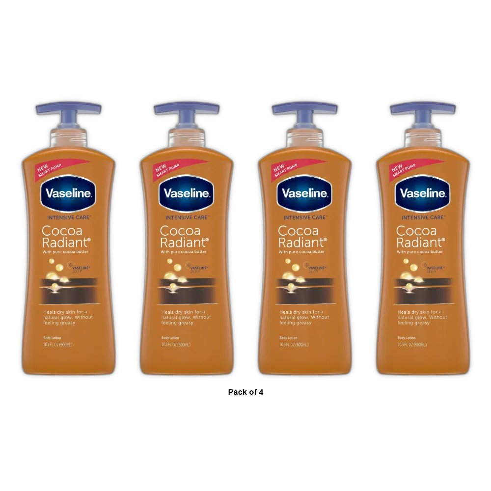 Vaseline Intensive Care Cocoa Radiant Body Lotion Cocoa Butter20.3Oz (Pack of 4)