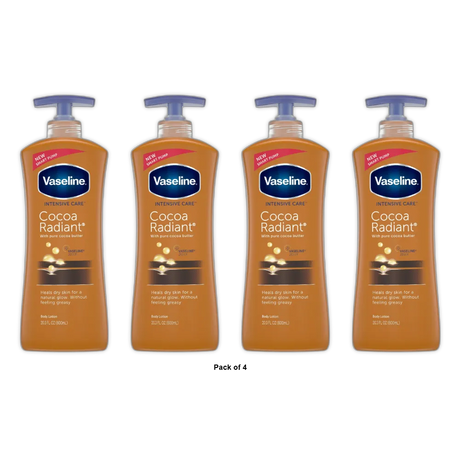 Vaseline Intensive Care Cocoa Radiant Body Lotion Cocoa Butter20.3Oz (Pack of 4)