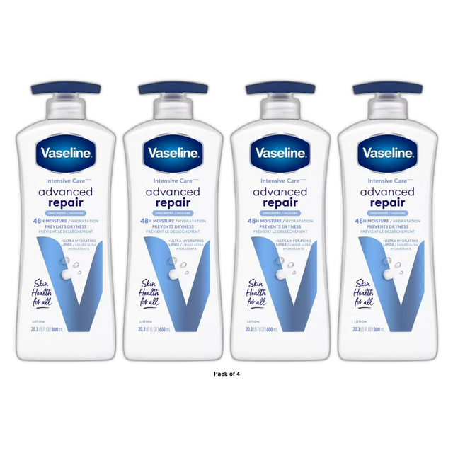 Vaseline Intensive Care Advanced Repair Body Lotion Unscented 20.30Oz (Pack of 4)