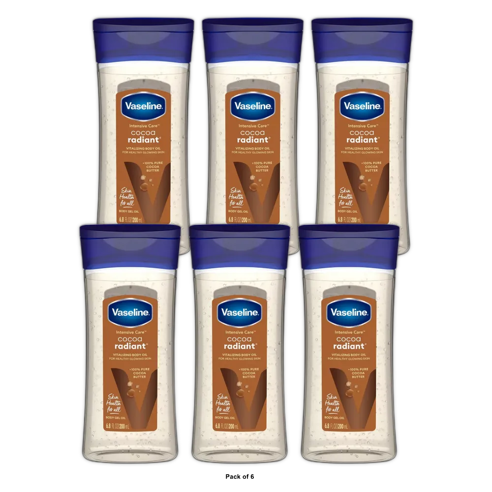 Vaseline Intensive Care Cocoa Radiant Body Gel Oil 6.8Oz (Pack of 6)