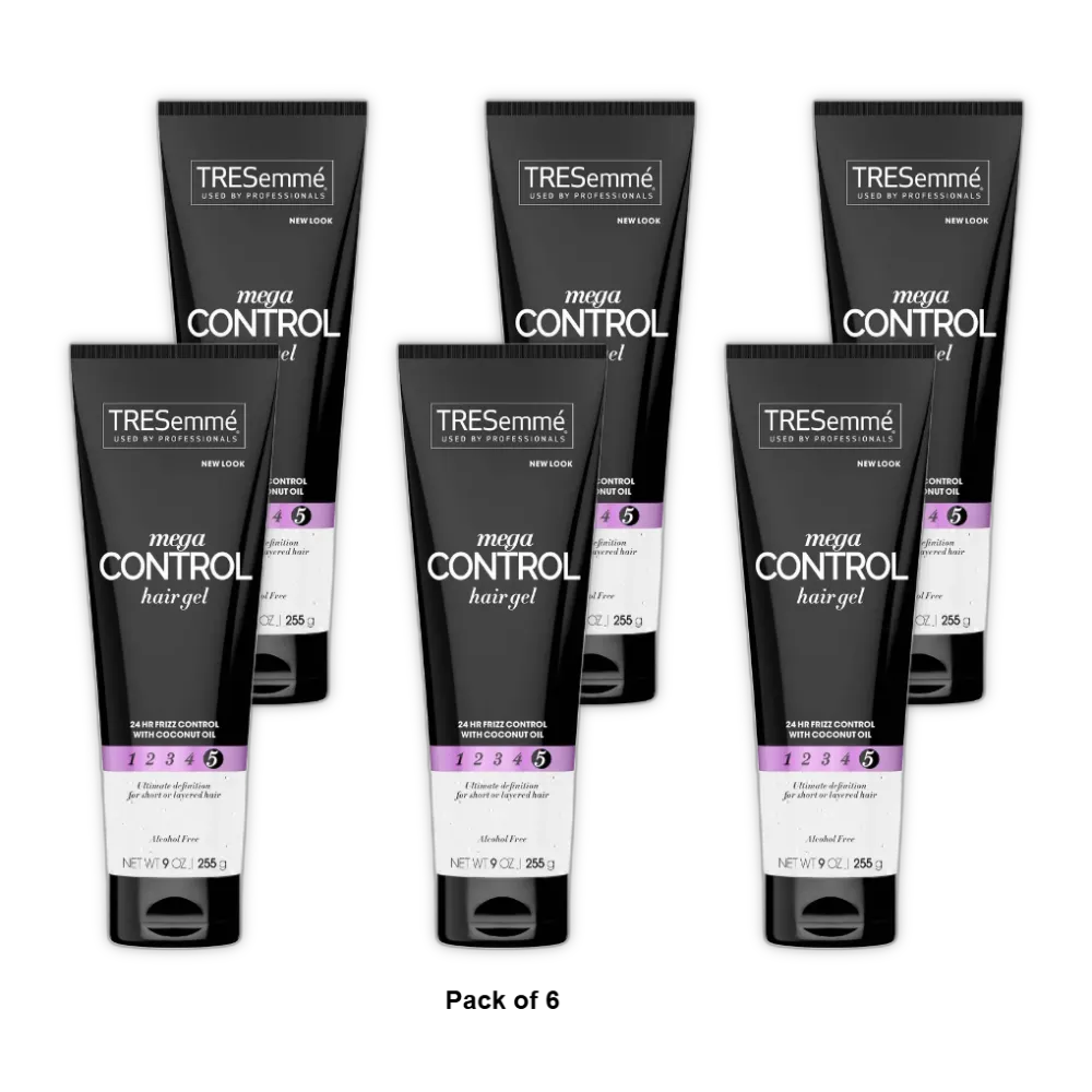 Tresemme Mega Control Hair Gel for 24-Hour Frizz Control 9Oz (Pack of 6)