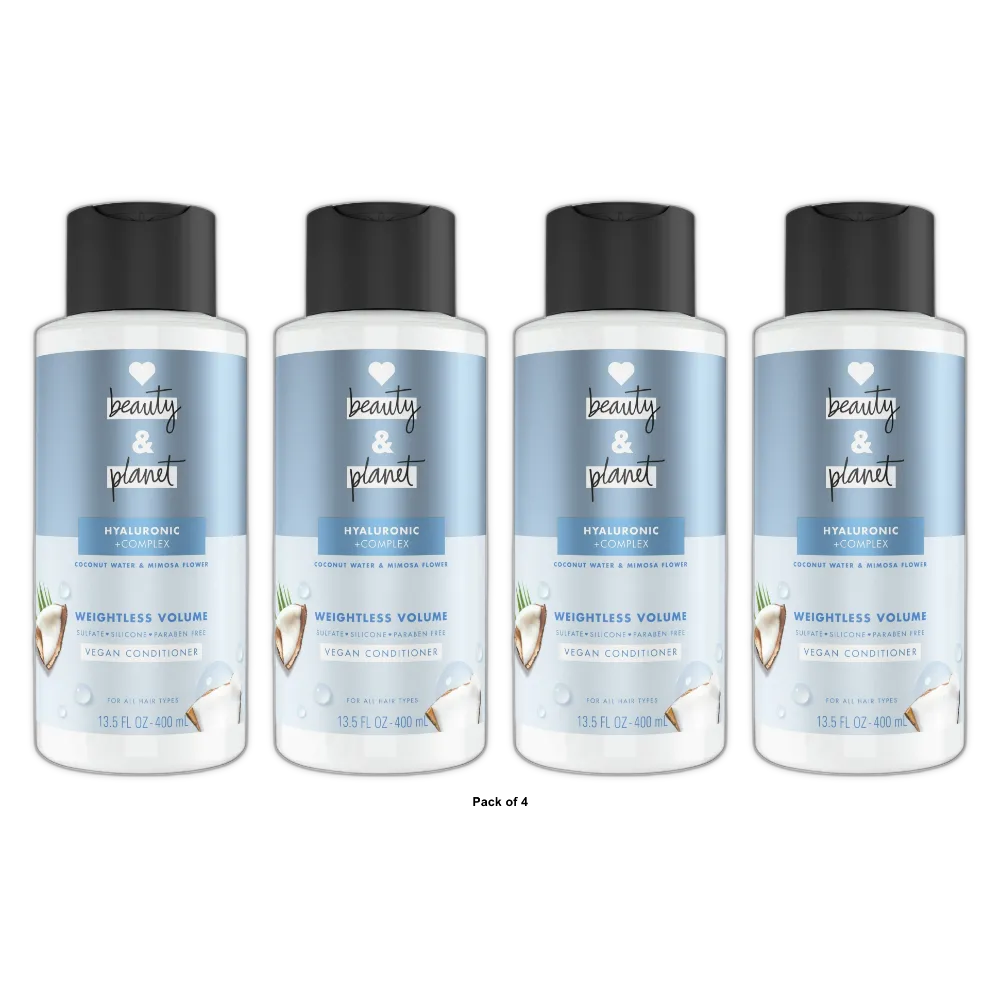 Love Beauty and Planet Volume and Bounty Conditioner Coconut Water and Mimosa Flower 13.5Oz (Pack of 4)