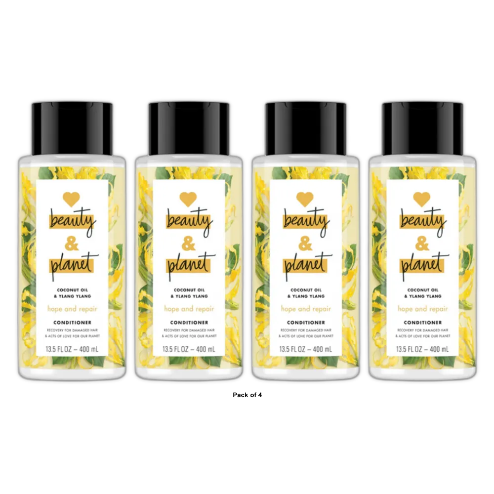 Love Beauty And Planet Hope and Repair Hair Conditioner Coconut Oil and Ylang Ylang 13.5Oz (Pack of 4)