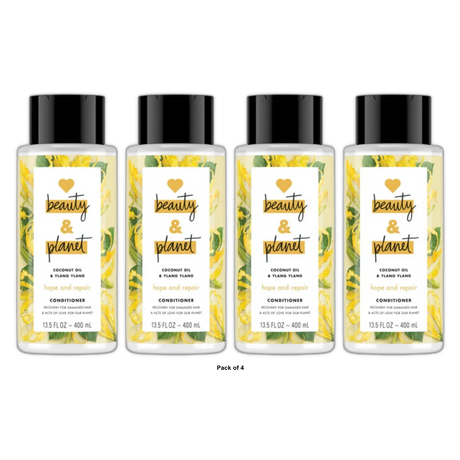 Love Beauty And Planet Hope and Repair Hair Conditioner Coconut Oil and Ylang Ylang 13.5Oz (Pack of 4)