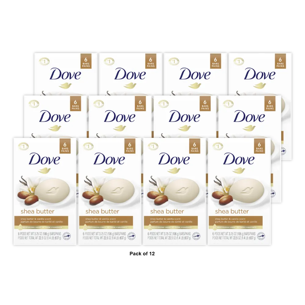 Dove Shea Butter Gentle Skin Bar Soap 6 Ea 3.75Oz (Pack of 12)