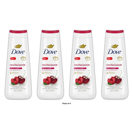 Dove Revitalizante Long Lasting Gentle Womens Body Wash Cherry and Chia Milk 20Oz (Pack of 4)