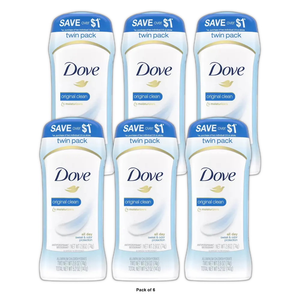 Dove Original Clean Antiperspirant Deodorant Twin Pack 2.6Oz (Pack Of 6)