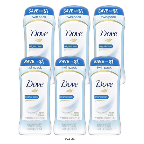 Dove Original Clean Antiperspirant Deodorant Twin Pack 2.6Oz (Pack Of 6)
