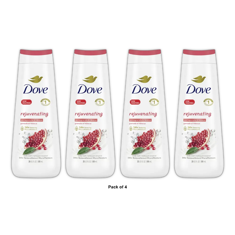 Dove Rejuvenating Body Wash Pomegranate and Hibiscus Tea 20 0z (Pack of 4)