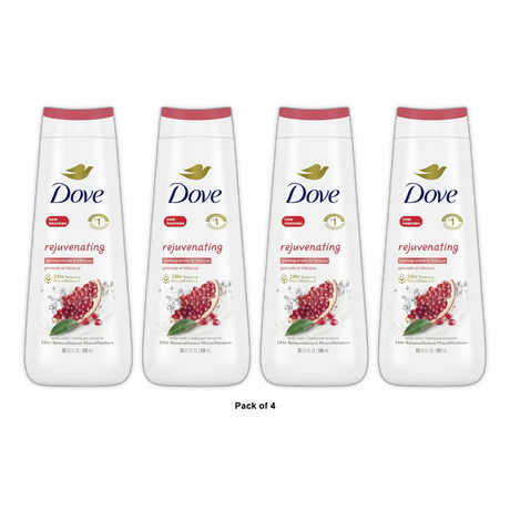 Dove Rejuvenating Body Wash Pomegranate and Hibiscus Tea 20 0z (Pack of 4)