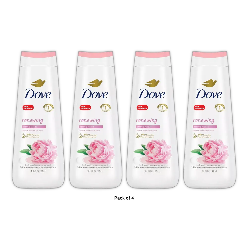 Dove Renewing Body Wash Peony And Rose Oil 20Oz (Pack of 4)