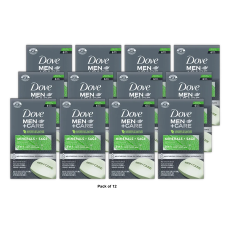 Dove Men+Care Body and Face Bar Minerals + Sage 3.75Oz (Pack of 12)